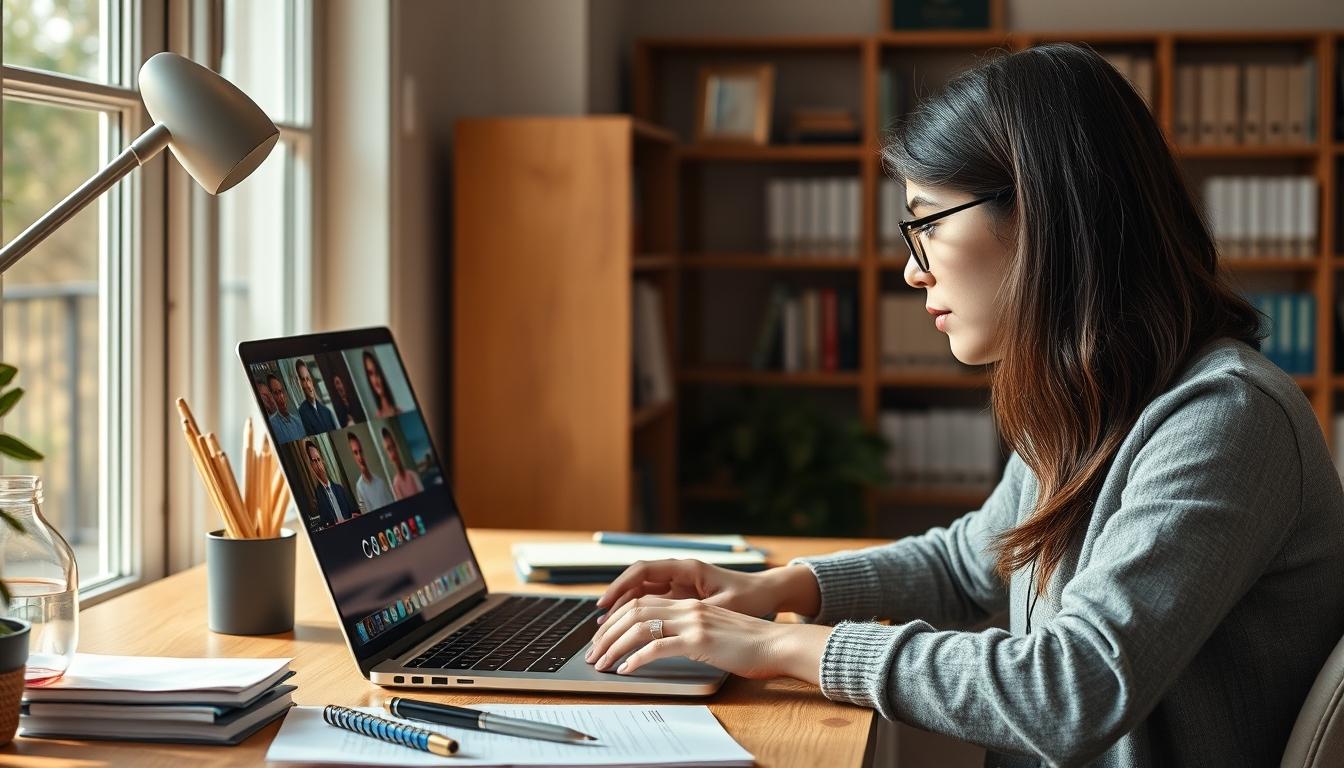 Student using learning strategies while studying